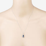 2.27 Carat Genuine Blue Sapphire and White Diamond 10K White Gold Pendant
