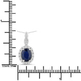 1.79 Carat Genuine Blue Sapphire and White Diamond 14K White Gold Pendant