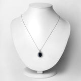 6.58 Carat Genuine Blue Sapphire and White Diamond 14K White Gold Pendant