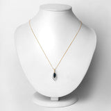 1.42 Carat Genuine Blue Sapphire and White Diamond 14K Yellow Gold Pendant