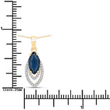 1.42 Carat Genuine Blue Sapphire and White Diamond 14K Yellow Gold Pendant