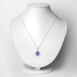 2.44 Carat Genuine Tanzanite and White Diamond 14K Yellow Gold Pendant