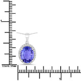 2.85 Carat Genuine Tanzanite and White Diamond 14K White Gold Pendant