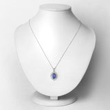 3.02 Carat Genuine Tanzanite and White Diamond 14K White Gold Pendant
