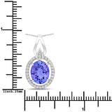3.05 Carat Genuine Tanzanite and White Diamond 14K White Gold Pendant