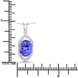 3.34 Carat Genuine Tanzanite and White Diamond 14K White Gold Pendant