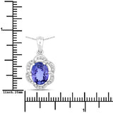 3.11 Carat Genuine Tanzanite and White Diamond 14K White Gold Pendant
