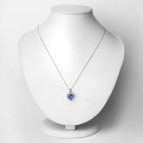 2.91 Carat Genuine Tanzanite and White Diamond 14K White Gold Pendant