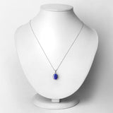 3.17 Carat Genuine Tanzanite and White Diamond 14K White Gold Pendant