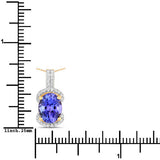 2.27 Carat Genuine Tanzanite and White Diamond 14K Yellow Gold Pendant