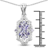 1.03 Carat Genuine Tanzanite & White Topaz .925 Sterling Silver Pendant
