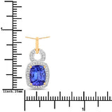 2.23 Carat Genuine Tanzanite and White Diamond 14K Yellow Gold Pendant