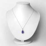 3.13 Carat Genuine Tanzanite and White Diamond 14K White Gold Pendant
