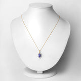 2.38 Carat Genuine Tanzanite and White Diamond 14K Yellow Gold Pendant