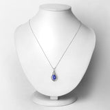 3.02 Carat Genuine Tanzanite and White Diamond 14K White Gold Pendant