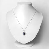 4.63 Carat Genuine Blue Sapphire and White Diamond 14K White Gold Pendant