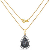 14K Yellow Gold Plated 0.81 Carat Genuine Blue Diamond and White Diamond .925 Sterling Silver Pendant