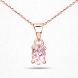 18K Rose Gold Plated 0.70 Carat Genuine Morganite .925 Sterling Silver Pendant