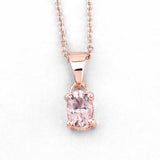 18K Rose Gold Plated 0.70 Carat Genuine Morganite .925 Sterling Silver Pendant