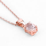 18K Rose Gold Plated 0.70 Carat Genuine Morganite .925 Sterling Silver Pendant
