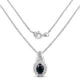 0.98 Carat Genuine Blue Sapphire and White Topaz .925 Sterling Silver Pendant