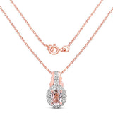 14K Rose Gold Plated 0.73 Carat Genuine Morganite & White Topaz .925 Sterling Silver Pendant