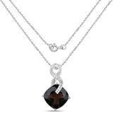 12.36 Carat Genuine Smoky Quartz and White Topaz .925 Sterling Silver Pendant