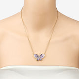 3.31 Carat Genuine Tanzanite and White Zircon .925 Sterling Silver Pendant