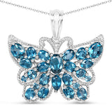 4.81 Carat Genuine London Blue Topaz .925 Sterling Silver Pendant