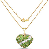 14K Yellow Gold Plated 4.51 Carat Genuine Chrome Diopside and White Topaz .925 Sterling Silver Pendant