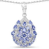 2.64 Carat Genuine Tanzanite and White Topaz .925 Sterling Silver Pendant