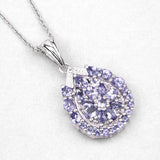 2.64 Carat Genuine Tanzanite and White Topaz .925 Sterling Silver Pendant
