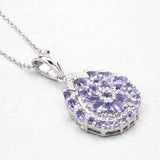 2.64 Carat Genuine Tanzanite and White Topaz .925 Sterling Silver Pendant