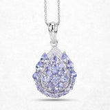 2.64 Carat Genuine Tanzanite and White Topaz .925 Sterling Silver Pendant