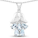 1.75 Carat Genuine Aquamarine .925 Sterling Silver Pendant