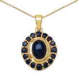 3.02 Carat Genuine Blue Sapphire .925 Sterling Silver Pendant