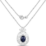 4.50 Carat Genuine Blue Sapphire .925 Sterling Silver Pendant