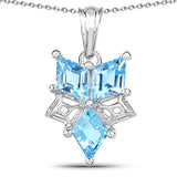 4.65 Carat Genuine Blue Topaz .925 Sterling Silver Pendant