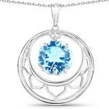 8.75 Carat Genuine Swiss Blue Topaz .925 Sterling Silver Pendant