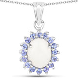 2.26 Carat Genuine Opal and Tanzanite .925 Sterling Silver Pendant