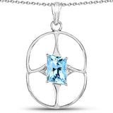5.26 Carat Genuine Swiss Blue Topaz .925 Sterling Silver Pendant