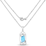 4.57 Carat Genuine Swiss Blue Topaz & White Topaz .925 Sterling Silver Pendant