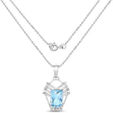 5.76 Carat Genuine Swiss Blue Topaz & White Topaz .925 Sterling Silver Pendant