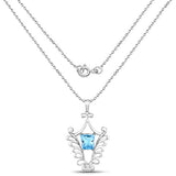 5.68 Carat Genuine Swiss Blue Topaz .925 Sterling Silver Pendant