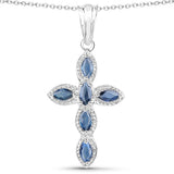 0.90 Carat Genuine Blue Sapphire .925 Sterling Silver Pendant
