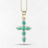 18K Yellow Gold Plated 0.84 Carat Genuine Emerald .925 Sterling Silver Pendant