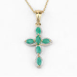 18K Yellow Gold Plated 0.84 Carat Genuine Emerald .925 Sterling Silver Pendant