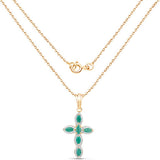 18K Yellow Gold Plated 0.84 Carat Genuine Emerald .925 Sterling Silver Pendant