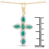 18K Yellow Gold Plated 0.84 Carat Genuine Emerald .925 Sterling Silver Pendant