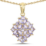 14K Yellow Gold Plated 2.58 Carat Genuine Tanzanite .925 Sterling Silver Pendant